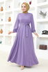 Belted Dress MSL202 Lilac - Thumbnail