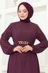 Belted Dress MSL205 Damson - Thumbnail