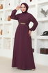 Belted Dress MSL205 Damson - Thumbnail