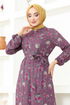 Belted Dress MSL235 Lilac - Thumbnail