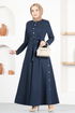 Belted Dress MSL4322 Navy blue - Thumbnail