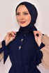 Belted Dress Navy blue USL5003 - Thumbnail