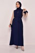 Belted Dress Navy blue USL5003 - Thumbnail