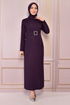 Belted Dress Purple ASM2558 - Thumbnail