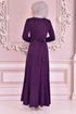 Belted Dress Purple KBR5078 - Thumbnail