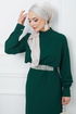 Belted Evening dress EFS546 Emerald - Thumbnail