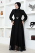 Belted Evening dress END5598 Black - Thumbnail