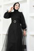 Belted Evening dress END5600 Black - Thumbnail