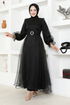 Belted Evening dress END5600 Black - Thumbnail