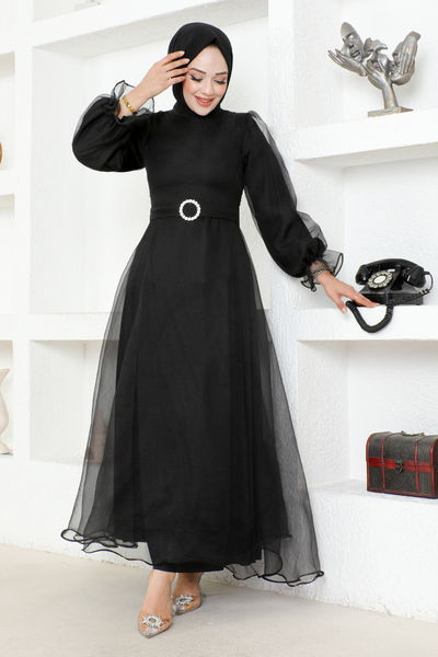 END - Belted Evening dress END5600 Black