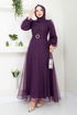 Belted Evening dress END5600 Damson - Thumbnail