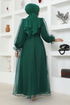 Belted Evening dress END5600 Emerald - Thumbnail