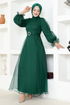 Belted Evening dress END5600 Emerald - Thumbnail