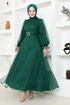 Belted Evening dress END5600 Emerald - Thumbnail