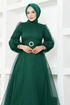 Belted Evening dress END5600 Emerald - Thumbnail