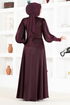 Belted Evening dress MSL5987 Damson - Thumbnail