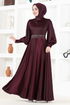 Belted Evening dress MSL5987 Damson - Thumbnail