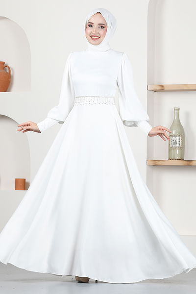 MSL - Belted Evening dress MSL5987 Ecru