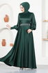 Belted Evening dress MSL5987 Emerald - Thumbnail