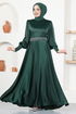 Belted Evening dress MSL5987 Emerald - Thumbnail