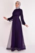 Belted Evening dress Purple ASM2456 - Thumbnail