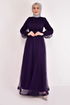 Belted Evening dress Purple ASM2456 - Thumbnail