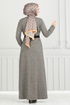 Belted Herringbone Dress 22033UKB929-M Vision - Thumbnail