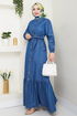 Belted Jeans Dress 25022MTS1095-M Jeans - Thumbnail