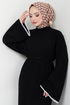 Belted Knitwear Dress 2050HBS932-M Black - Thumbnail