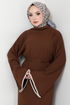 Belted Knitwear Dress 2050HBS932-M Coffee - Thumbnail