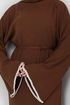 Belted Knitwear Dress 2050HBS932-M Coffee - Thumbnail