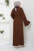 Belted Knitwear Dress 2050HBS932-M Coffee - Thumbnail