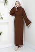 Belted Knitwear Dress 2050HBS932-M Coffee - Thumbnail