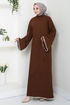 Belted Knitwear Dress 2050HBS932-M Coffee - Thumbnail