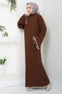 Belted Knitwear Dress 2050HBS932-M Coffee - Thumbnail