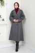 Belted Lined Stamp Coat 16124BSK984-M Grey - Thumbnail