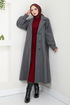 Belted Lined Stamp Coat 16124BSK984-M Grey - Thumbnail