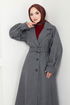 Belted Lined Stamp Coat 16124BSK984-M Grey - Thumbnail