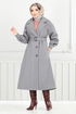 Belted Lined Stamp Coat 16124BSK984-M Open Grey - Thumbnail