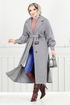 Belted Lined Stamp Coat 16124BSK984-M Open Grey - Thumbnail