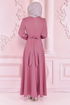 Belted Satin Dress Dark Rose Kurusu ASM2464 - Thumbnail