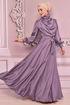 Belted Satin Evening dress Rose Kurusu ASM14823 - Thumbnail