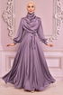 Belted Satin Evening dress Rose Kurusu ASM14823 - Thumbnail