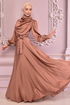 Belted Satin Evening dress Taba ASM14823 - Thumbnail