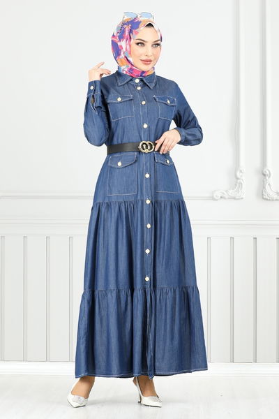 MRV M.S.S. - Belted Sensual Jeans Dress 0332MSS941-M Dark Jeans