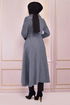 Belted Stamp Coat Blue END2097 - Thumbnail