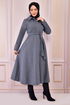 Belted Stamp Coat Blue END2097 - Thumbnail