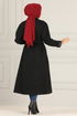 Belted Stamp Coat MSS5065 Black - Thumbnail