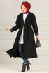 Belted Stamp Coat MSS5065 Black - Thumbnail