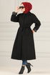 Belted Stamp Coat MSS5065 Black - Thumbnail